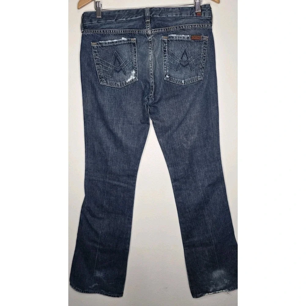 7 For All Mankind Women 30x35 Jeans A Pocket Boot Flare Distressed Denim Y2K‎